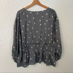 NWOT Ryegrass Blouse | XXL Womens | Polka Dot | Grey | White | Shirt | Top |